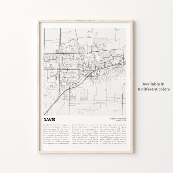 Davis Map Print Travel Wall Decor Art Housewarming Gift