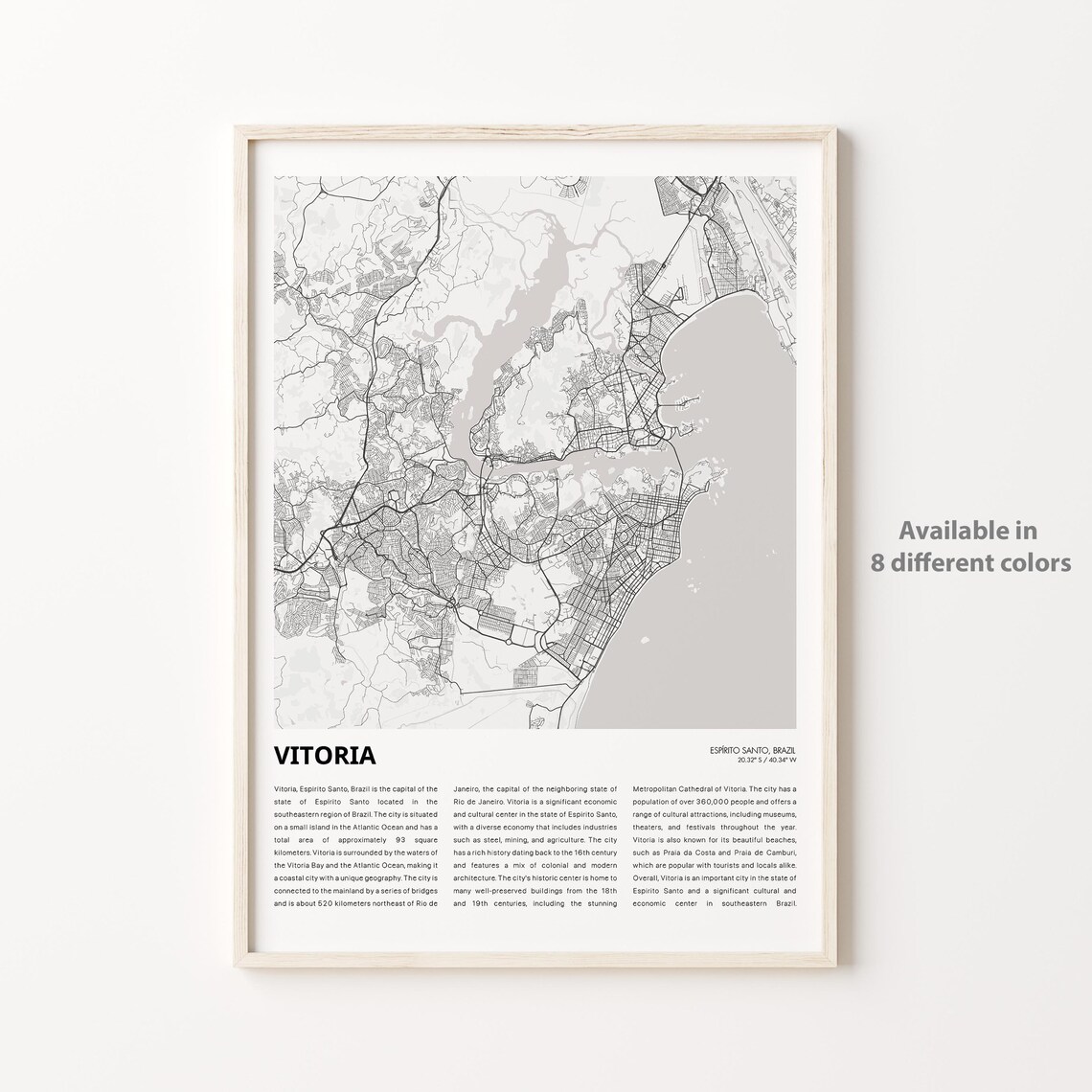 Vitoria Brazil Minimalist City Map Espirito Santo Travel Poster
