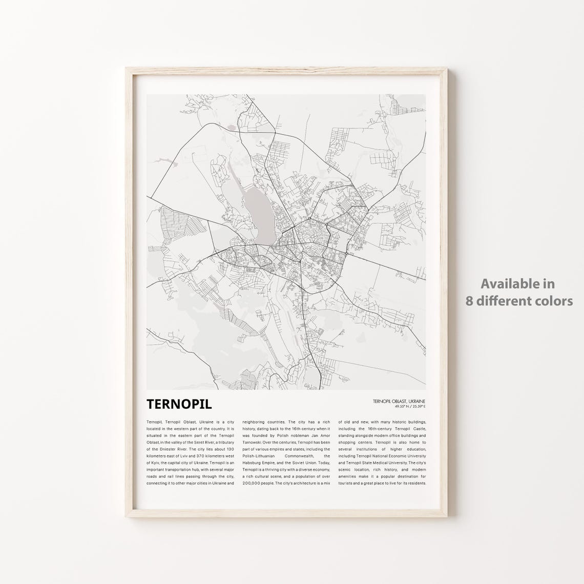 Ternopil Ukraine Minimalist City Map Travel Poster For Home Decor