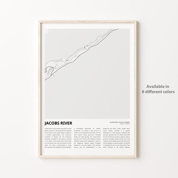 Jacobs River Australia Rural Map Minimalist Line Art Decor Poster