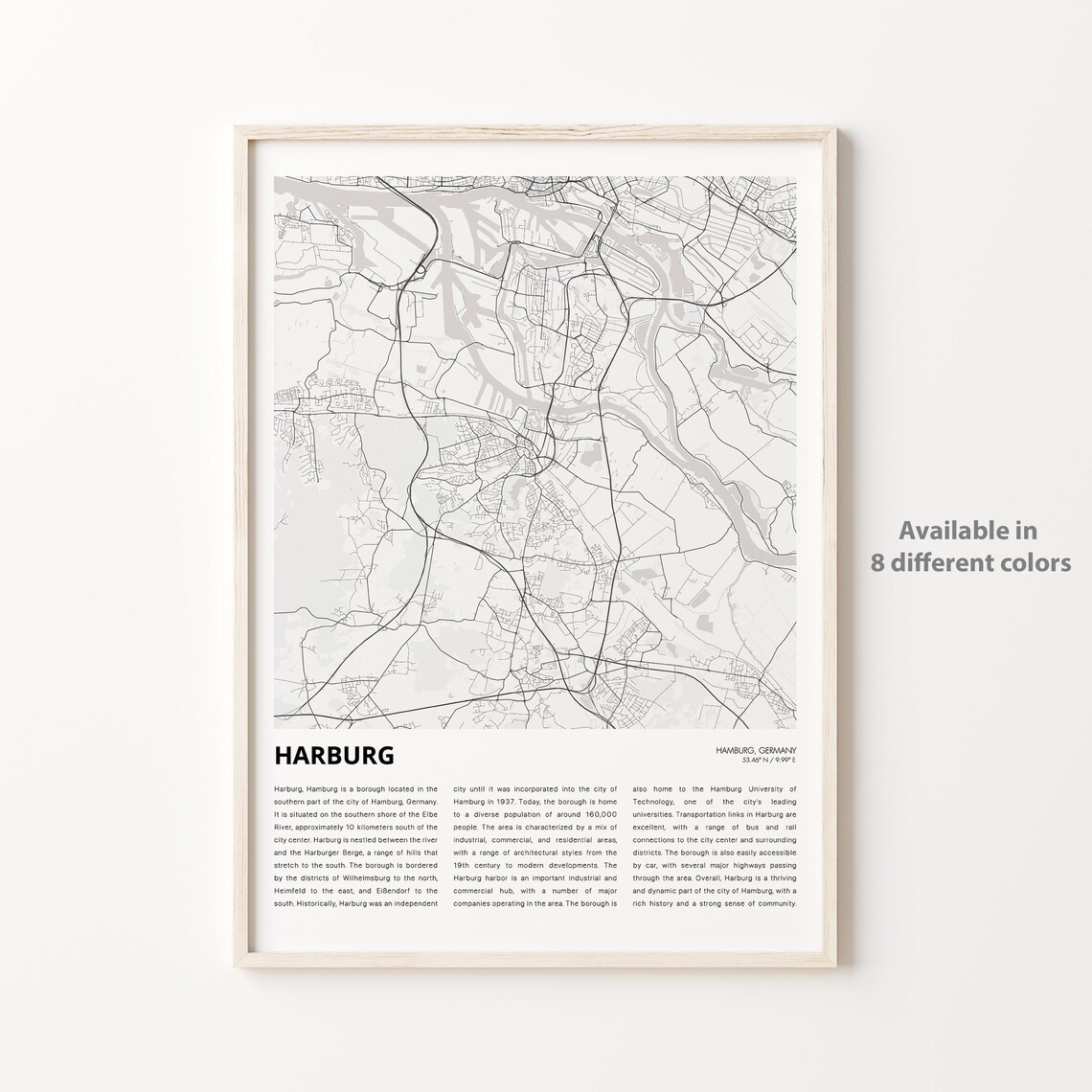 Harburg Hamburg Germany Minimalist Borough Street Map Travel Poster