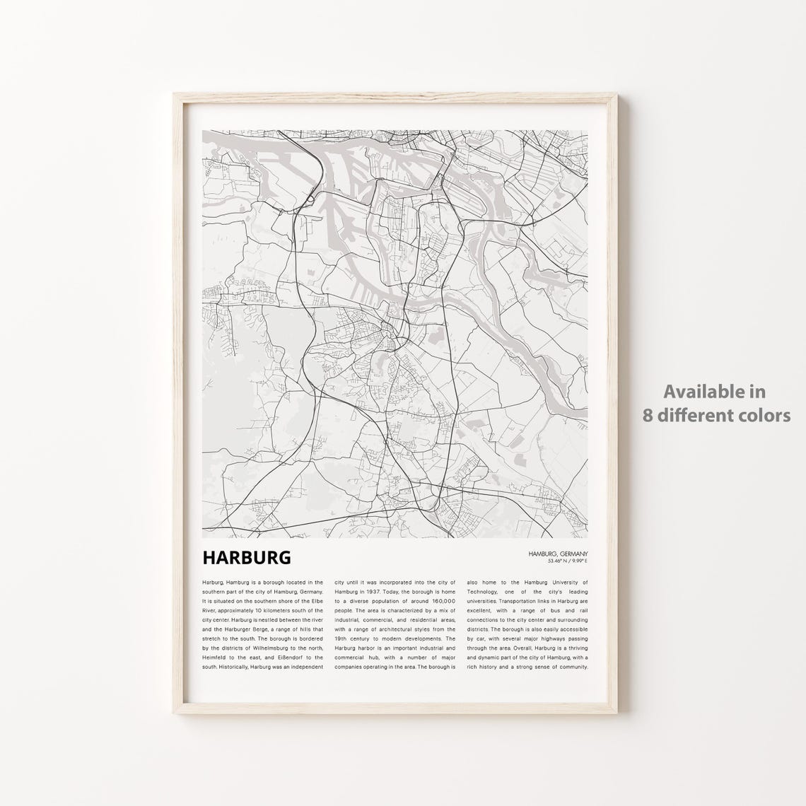 Harburg Map Print Travel Wall Decor Art Housewarming Gift