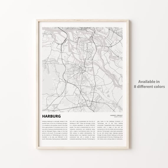 Harburg Map Print Travel Wall Decor Art Housewarming Gift