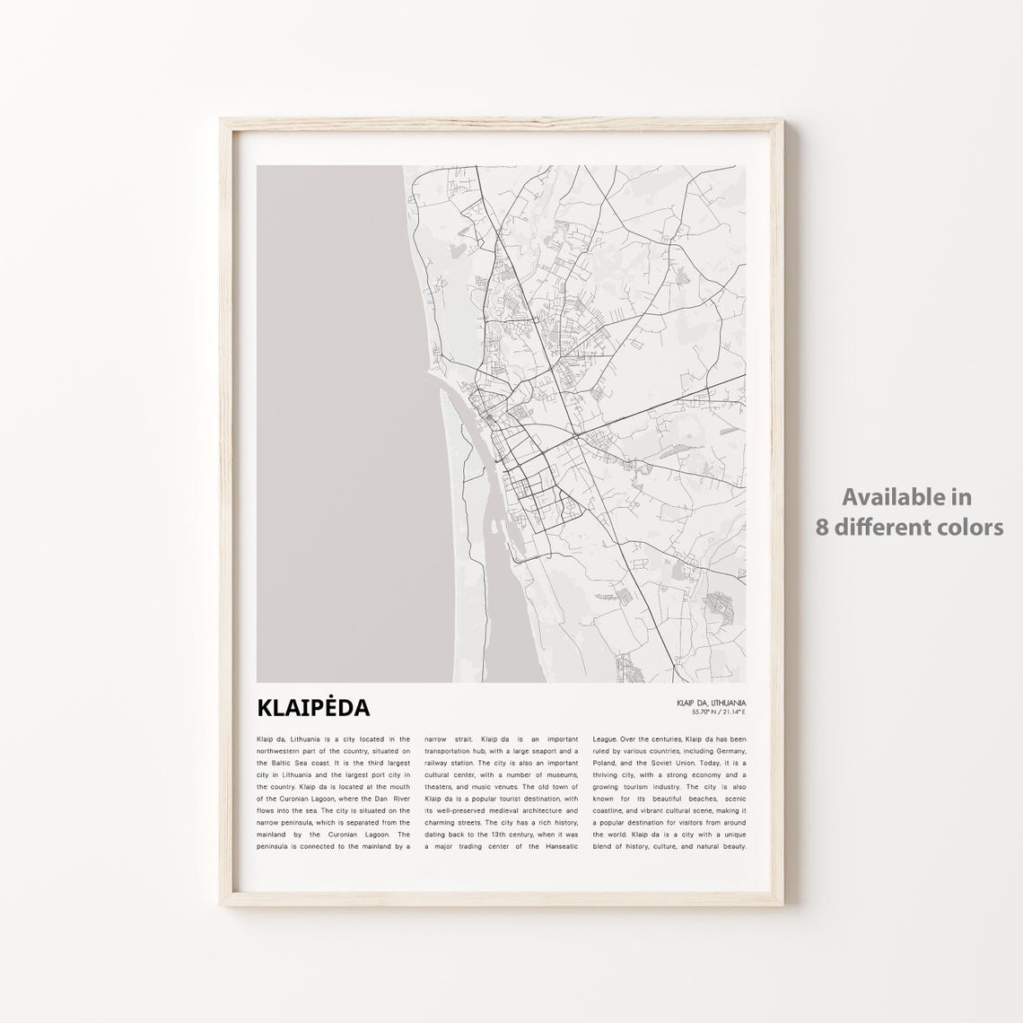 Klaipda Map Print Travel Wall Decor Art Housewarming Gift