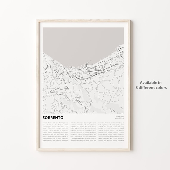 Sorrento Naples Italy Minimalist Coastal Street Map Travel Poster