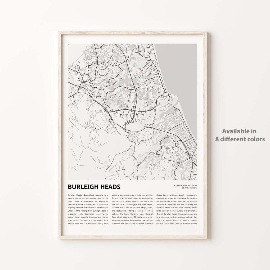 Burleigh Heads Queensland Minimalist Street Map Poster Gift Art
