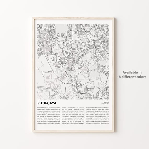 Putrajaya Malaysia City Street Map Minimalist Line Travel Art Poster