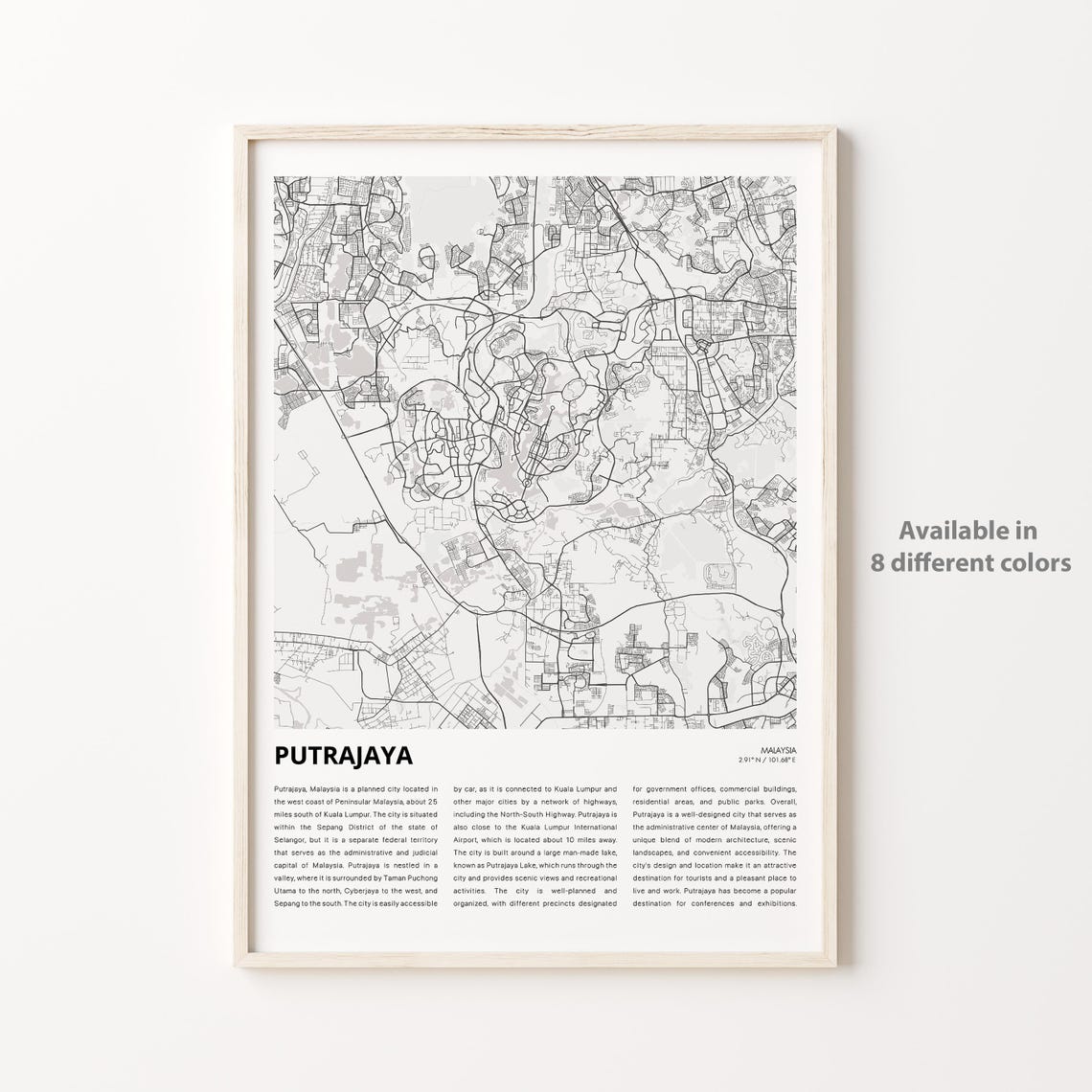 Putrajaya Malaysia City Street Map Minimalist Line Travel Art Poster