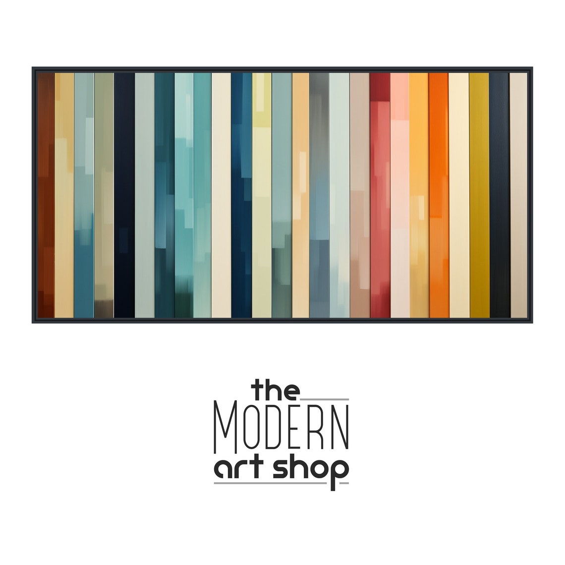 Panoramic Retro Vertical Gradient Bars Colorful Modern Wall Art - Image 4
