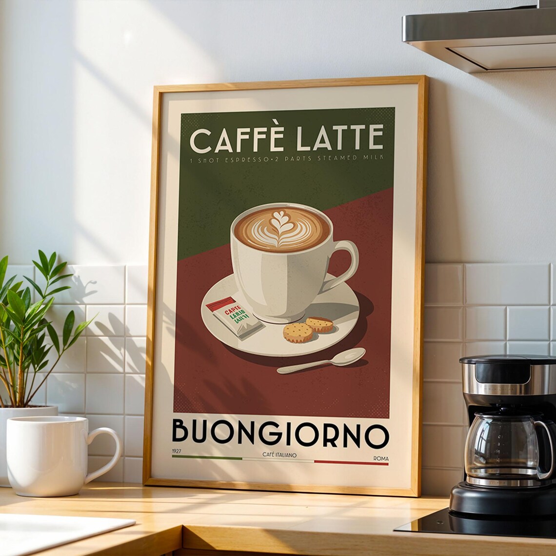 Caffe Latte Coffee Poster, Vintage Gift For Lover