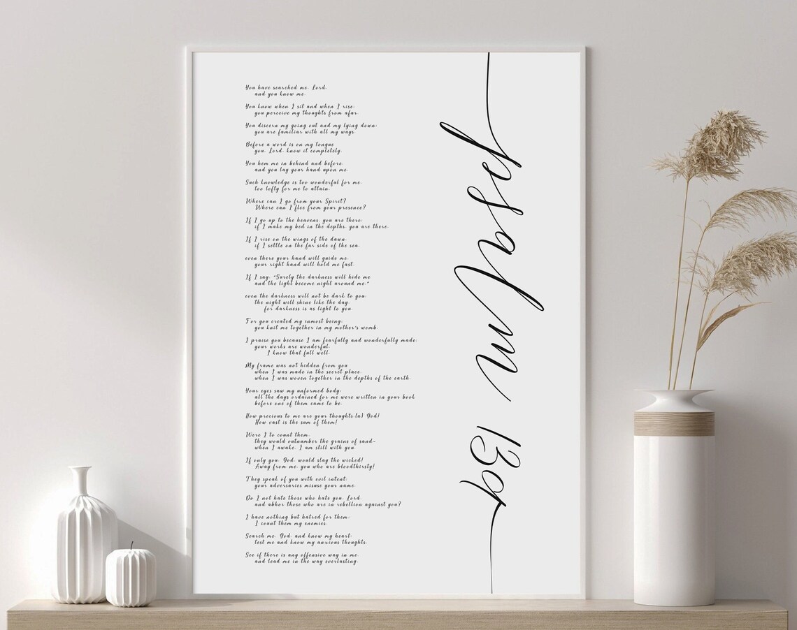 Psalm 139 Bible Verse Wall Art, Christian Home Decor