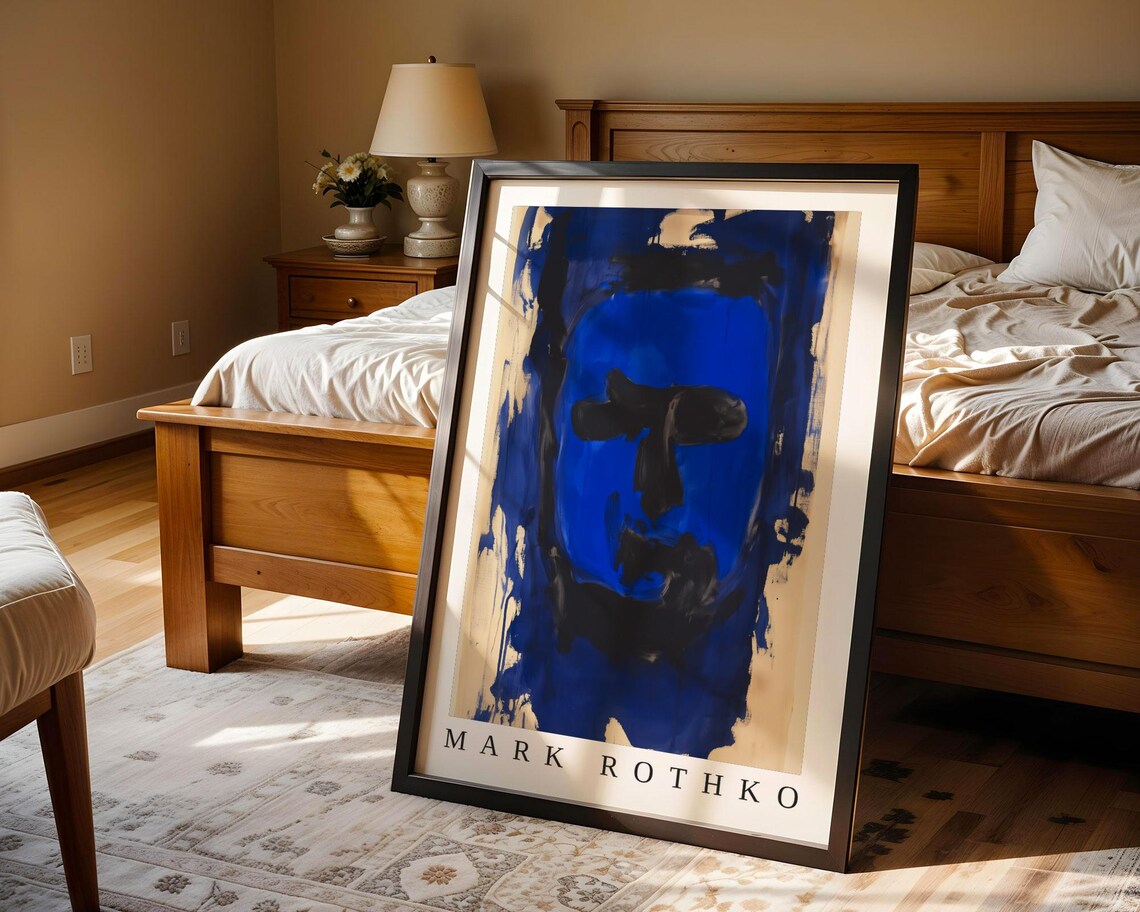 Mark Rothko Expressive Blue Abstract Face Portrait Expressionist Poster - Image 4