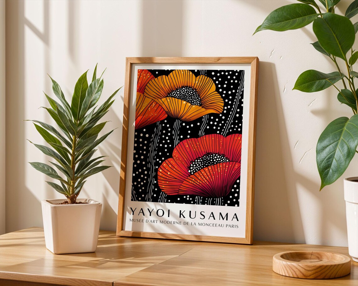 Yayoi Kusama Bold Red and Orange Poppy Museum Exhibition Poster - Image 6