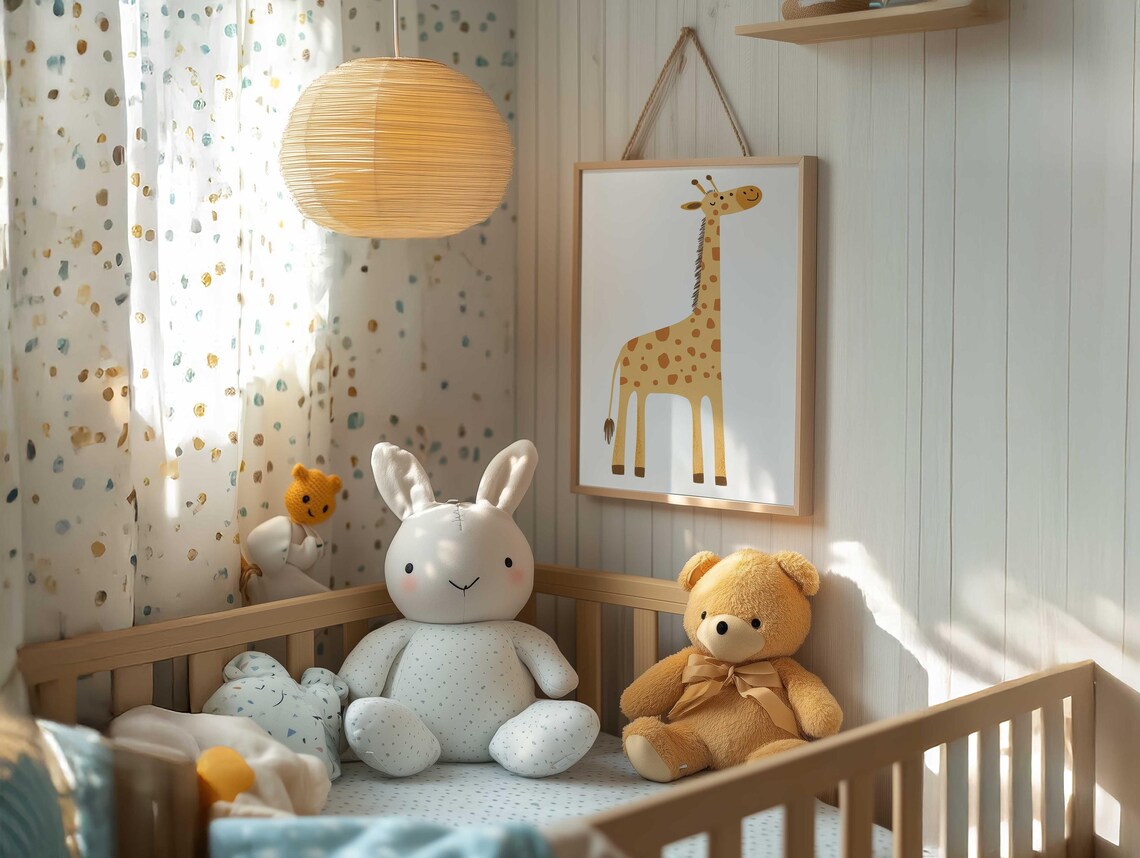 Smiling Giraffe Safari Baby Nursery For Cute Kids Room Wall Art - Image 3