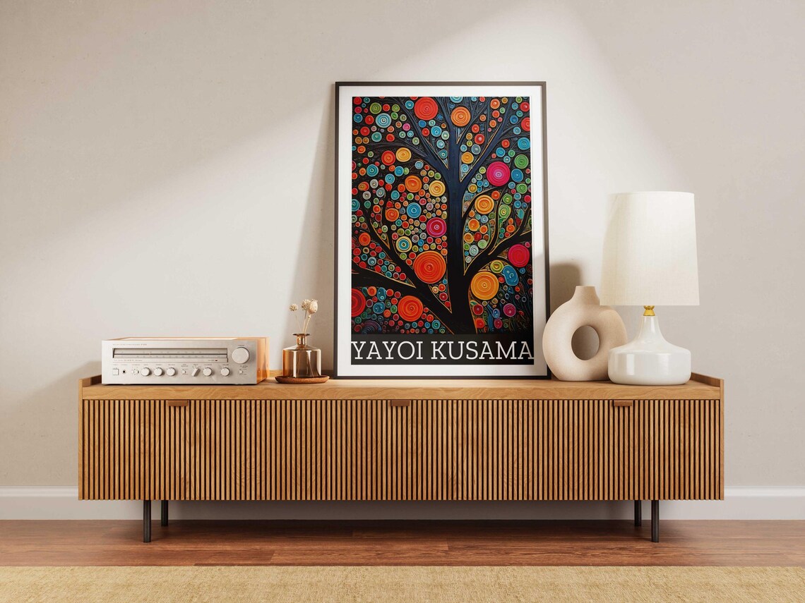 Yayoi Kusama Inspired Colorful Dotted Tree of Life Art Poster - Image 5