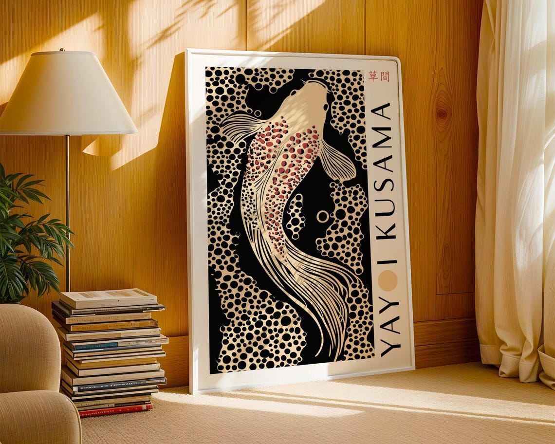 Yayoi Kusama Koi Fish Wall Art Bedroom Koi Fish Poster Koi Fish Poster Koi Fish Print Kusama Inspired Print Japanese Art Print - Image 3