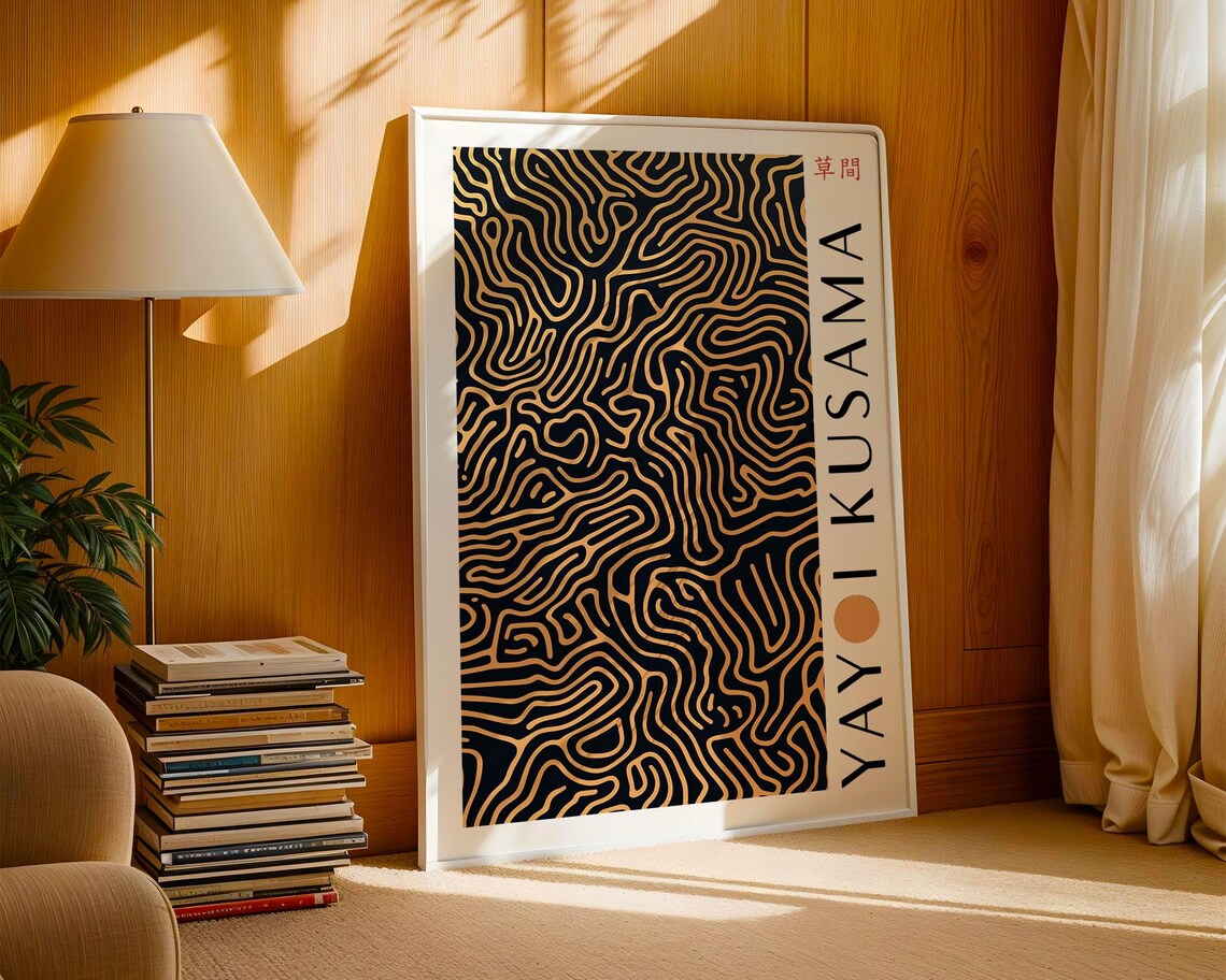 Kusama Gold Pattern Abstract Wall Art Modern Bedroom Poster Luxury Home Decor Abstract Pattern Poster Kusama Inspired Print - Image 3