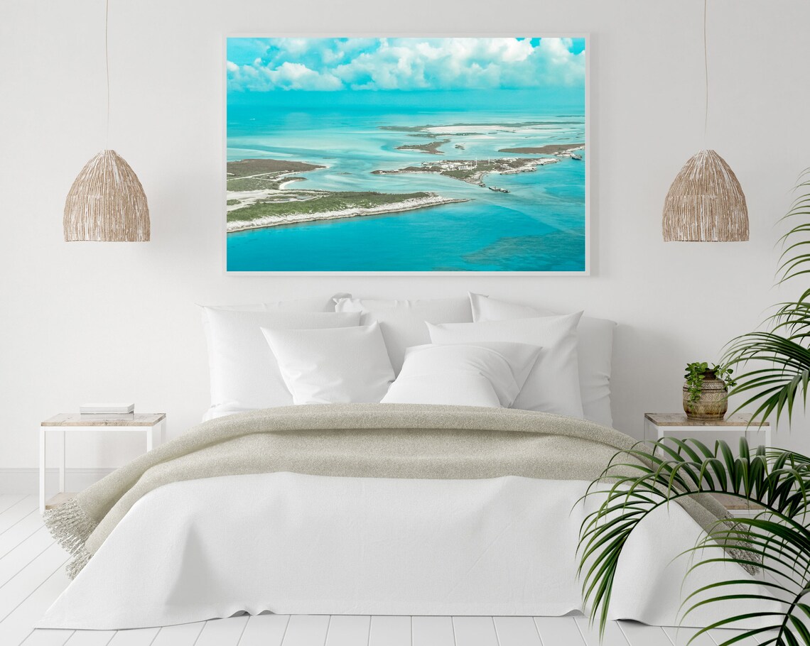 Aerial View of Turquoise Ocean and Sandy Island Shores Photo Poster - Image 2