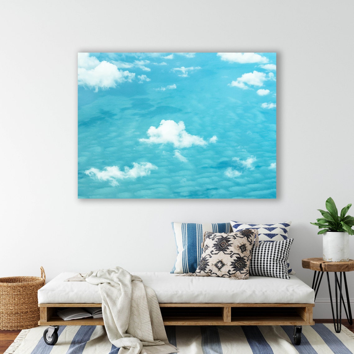 Puffy White Clouds Floating Over a Turquoise Blue Sea Poster - Image 2