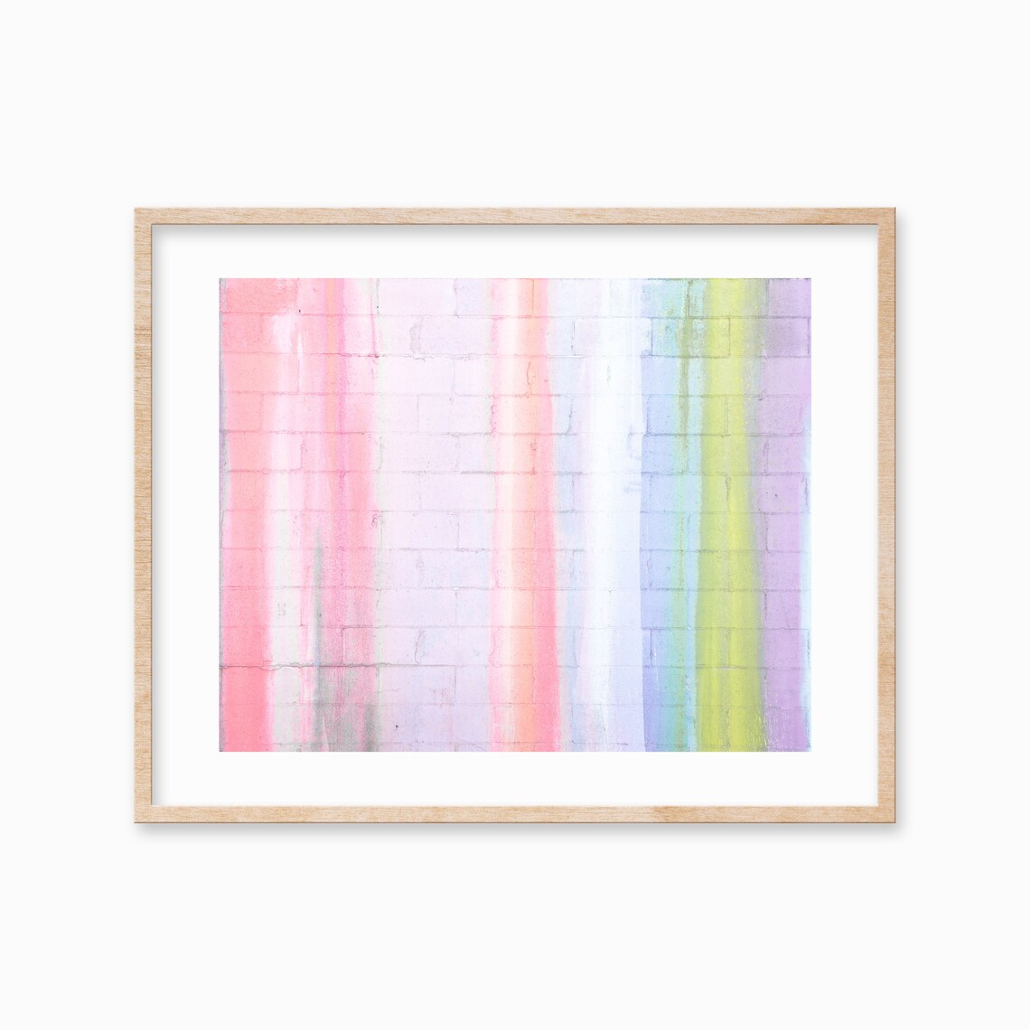 Pastel Rainbow Striped Brick Wall Soft Pink Mint Art Photo Poster