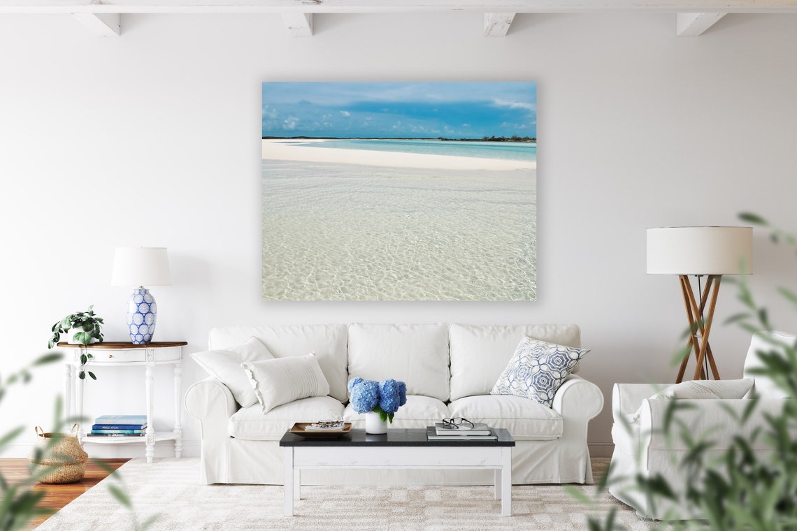 Turquoise Sandbar Shallow Water White Sand Coastal Photo Poster - Image 3