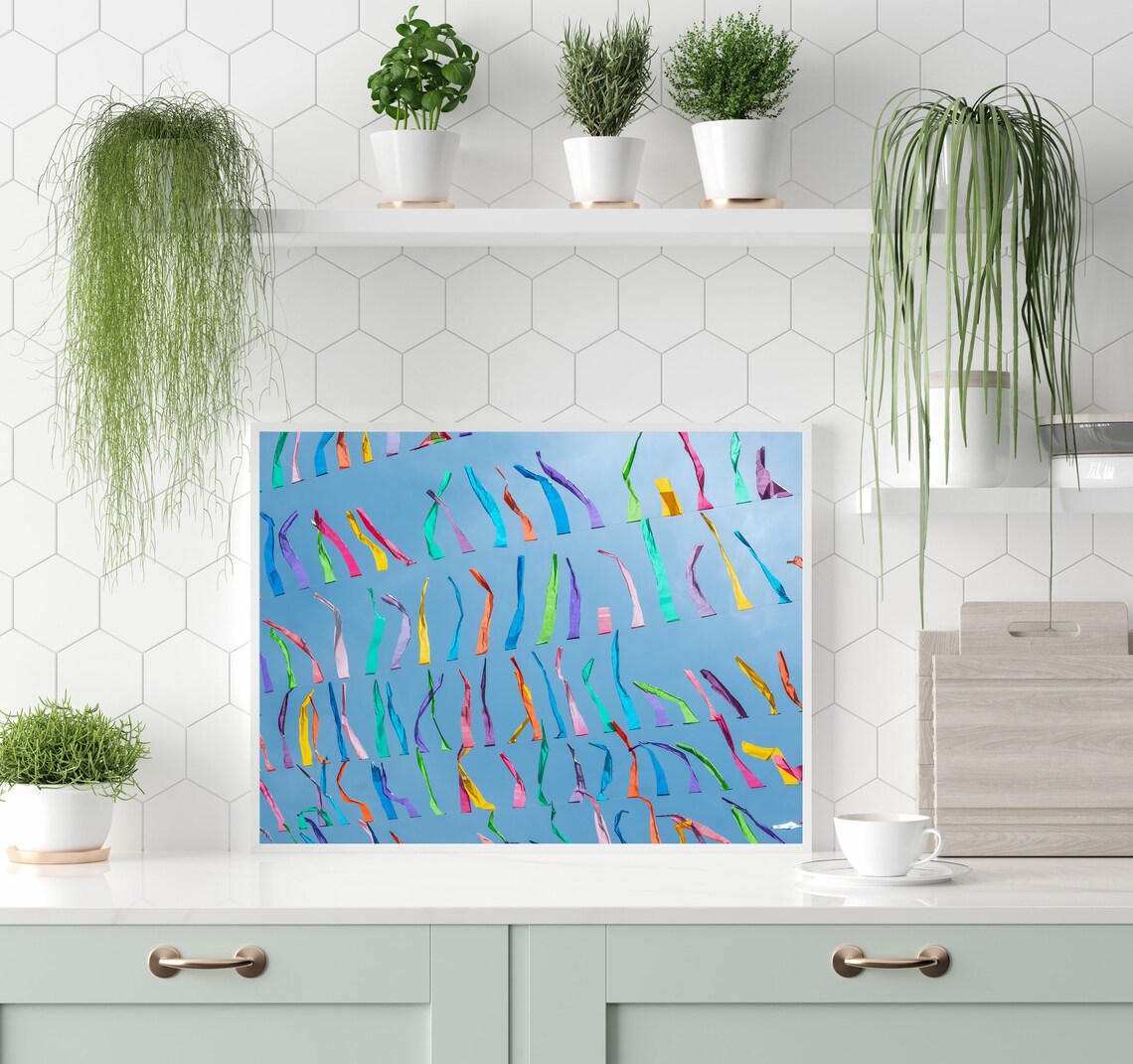 Colorful Streamers Floating Against Blue Sky Celebration Photography Poster - Image 2