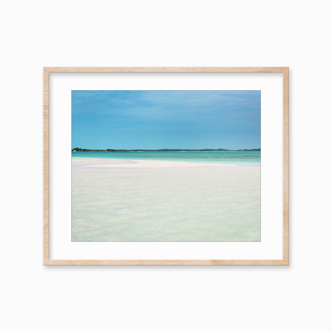 Shallow Sandbar Turquoise Lagoon Distant Island Calm Photo Poster