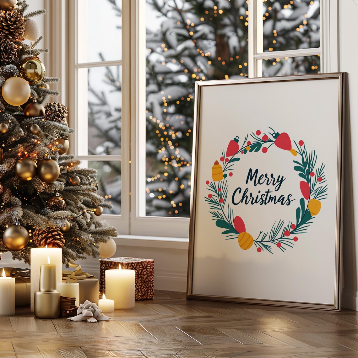 Weihnachtskranz, Minimalistische Weihnachten Art Print - Image 3