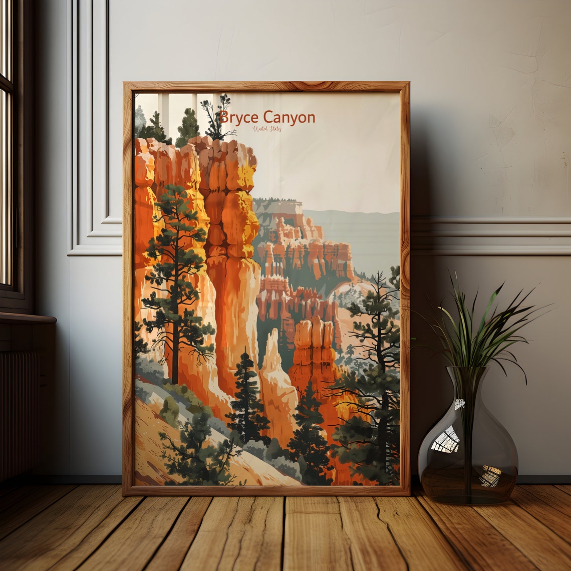 Bryce Canyon National Parks Travel Poster, Hiker Gift