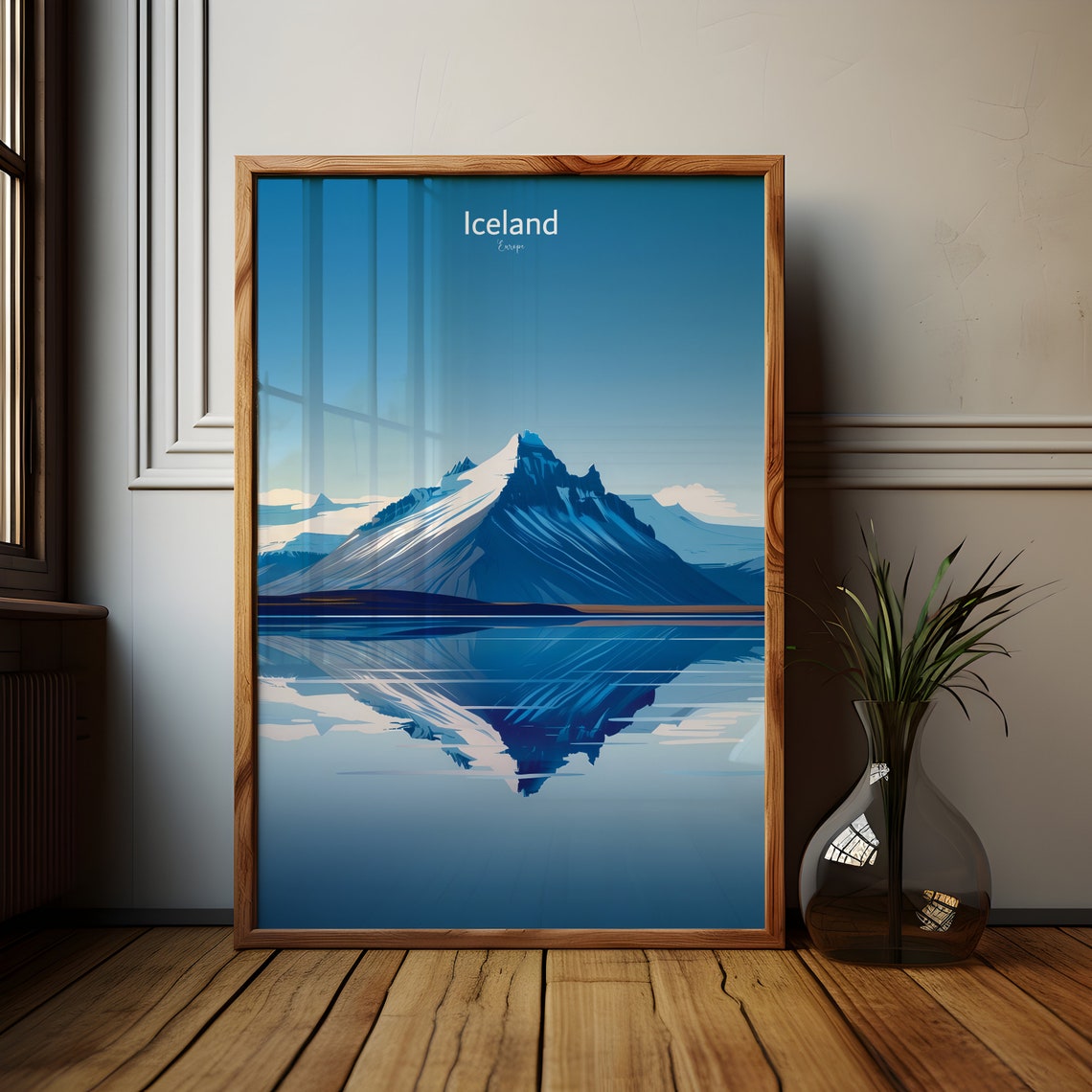 Iceland Lonely Mountain, Modern Travel Poster
