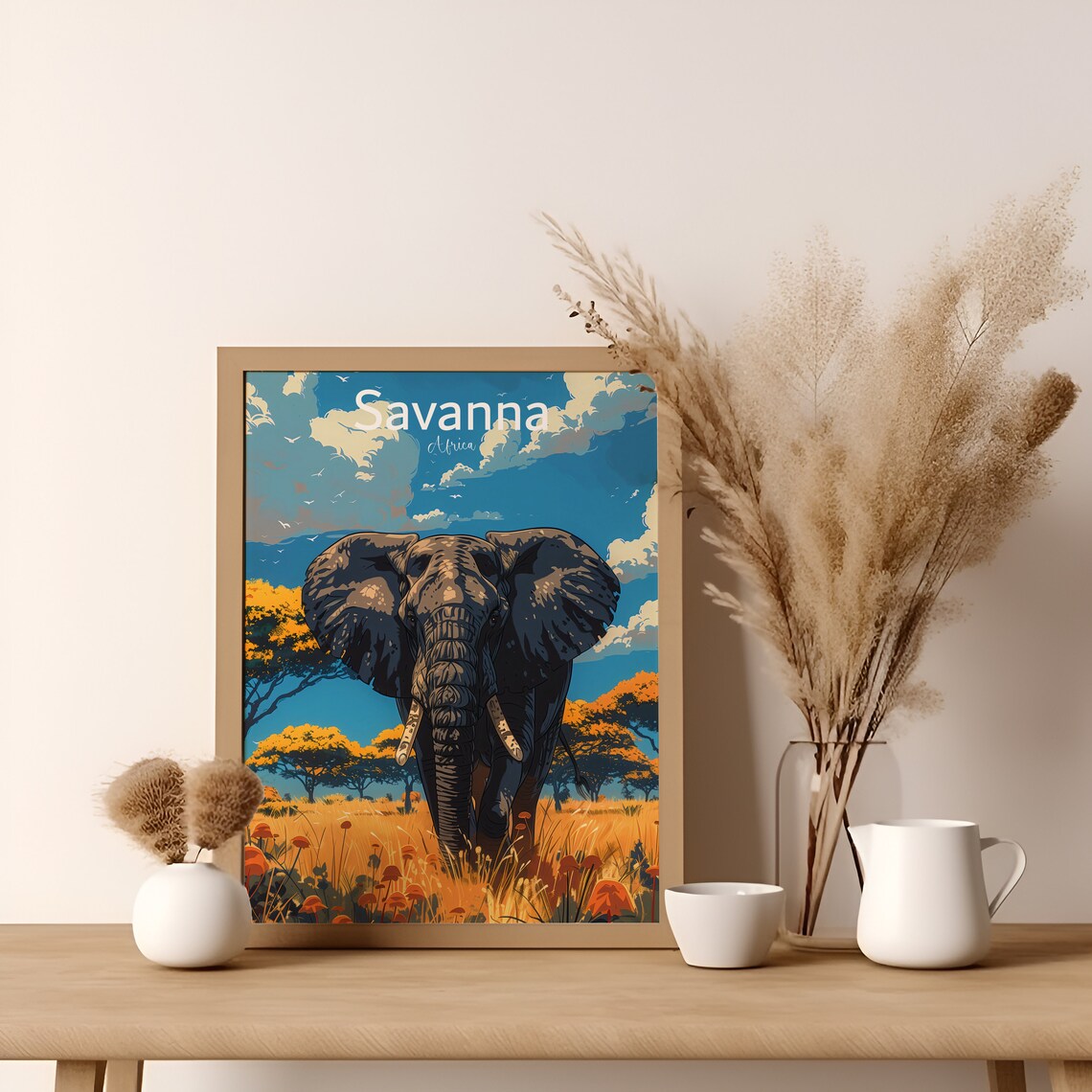 Elephant In The Savannah, Africa Travel Poster - Image 2