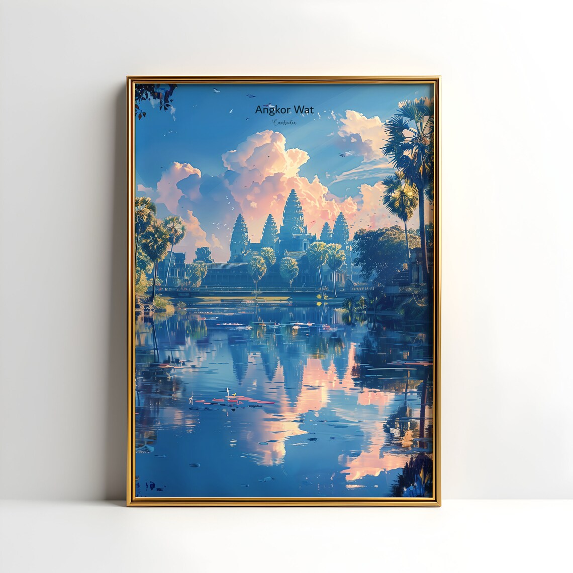 Cambodia Travel Poster, Angkor Wat Ancient Temple