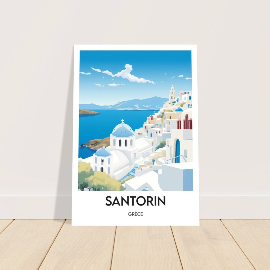 Santorini Minimalist Travel Poster, Greece Travel Poster - Image 2
