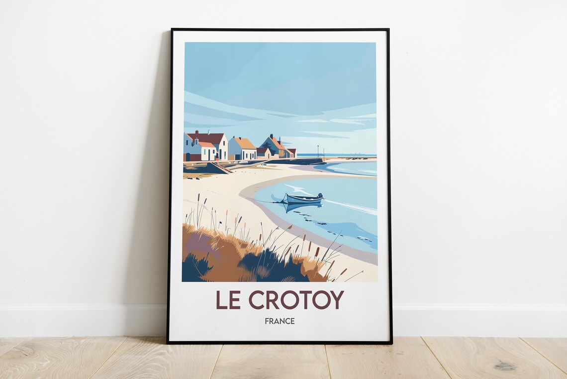 Le Crotoy France Bay of Somme Fishing Boat Beach Scene Poster