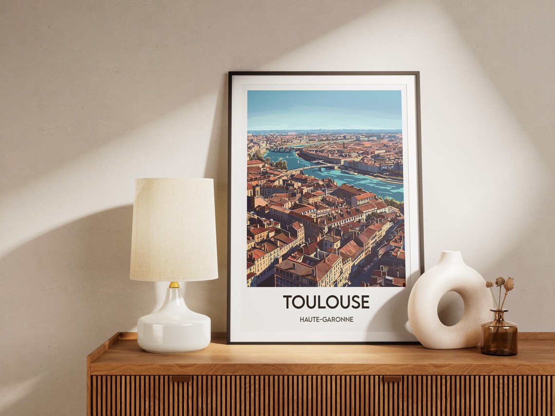 Toulouse Pink City Aerial View Garonne River France Travel Poster - Image 2