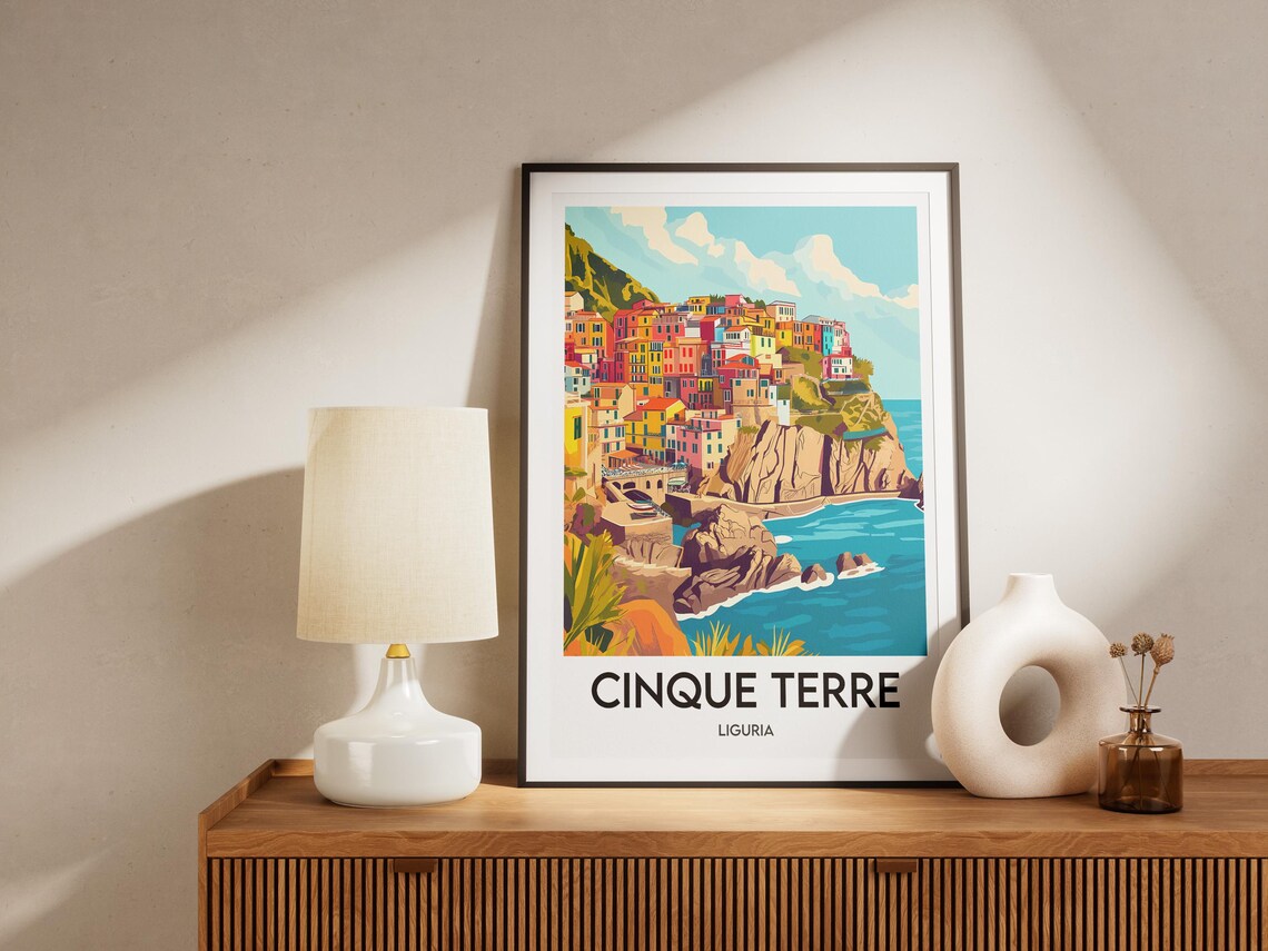 Cinque Terre Travel Poster, Italy Illustration - Image 2