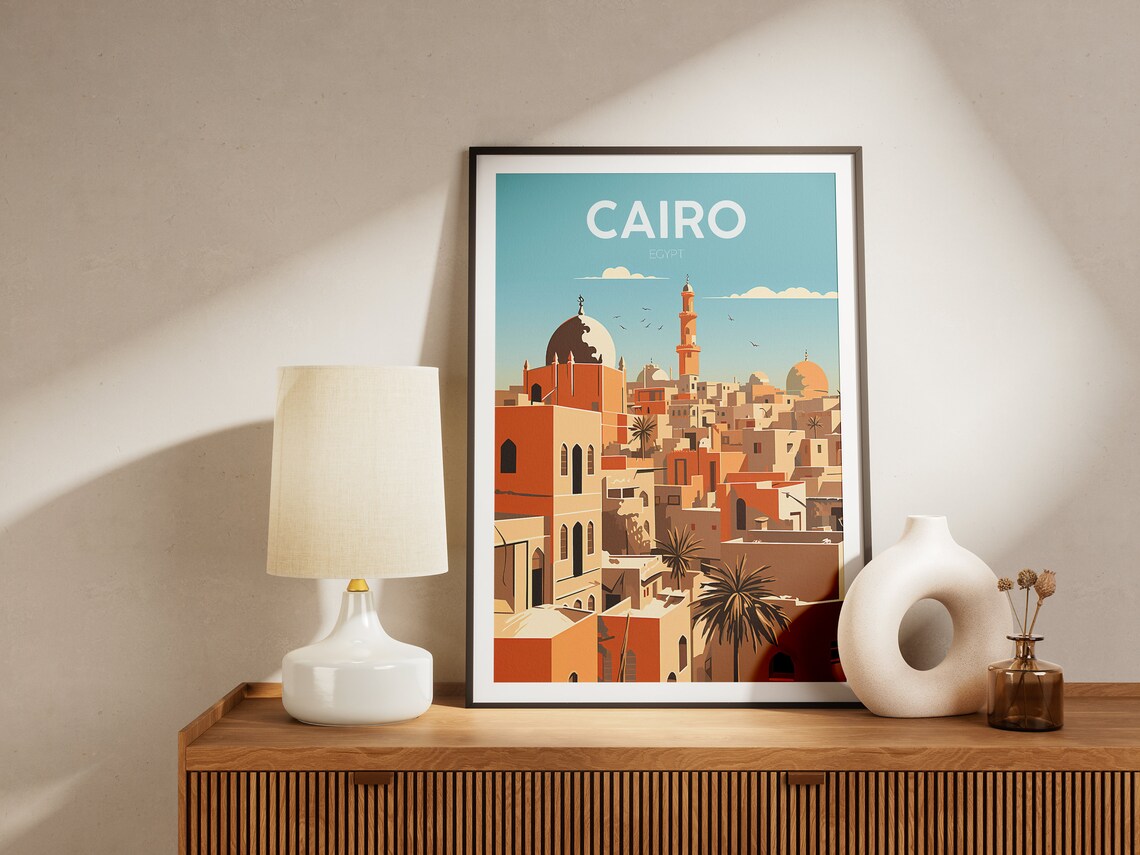 Cairo Poster Minimalist Illustration Egyptian Wall Art Exotic Decor - Image 2