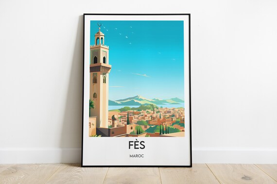 Fez Morocco World Poster Maghreb North Africa Illustration City Of Fez