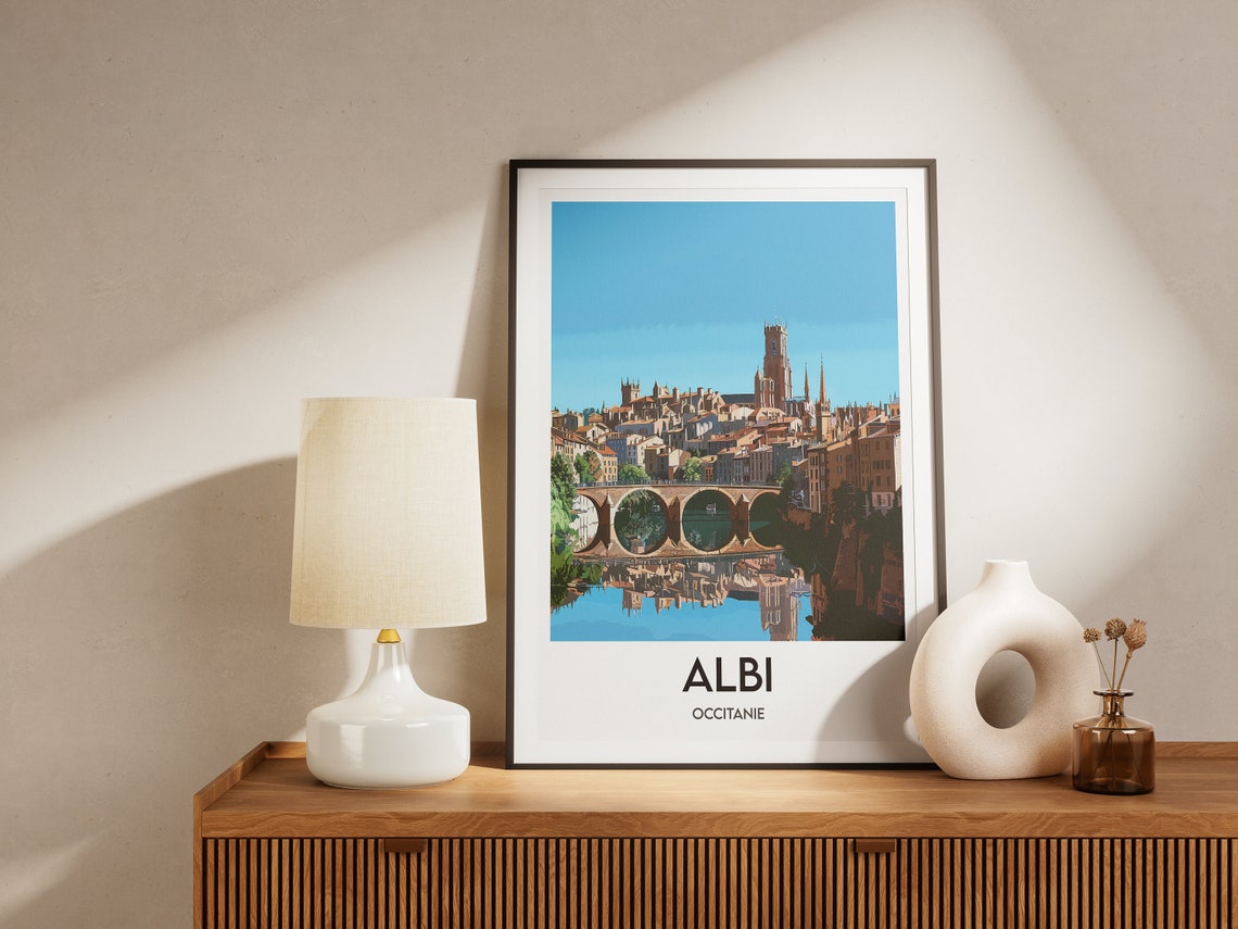 Albi Occitanie France River Bridge Cathedral View Travel Poster - Image 2