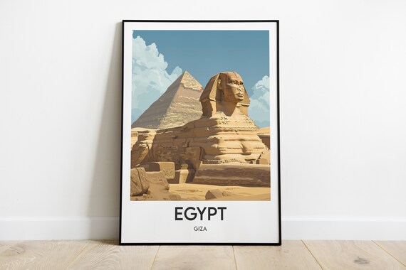 Egypt Giza Travel Poster Holiday Memories Egyptian Wall Art Egypt Illustration World Poster
