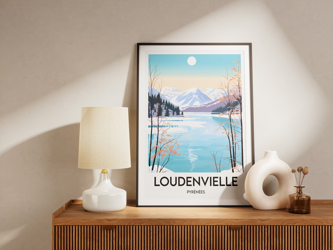 Loudenvielle Pyrenees Travel Poster, Lake Scene - Image 2