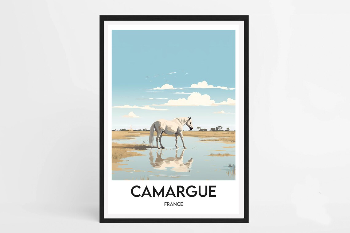 Camargue Travel Poster, France Travel Print