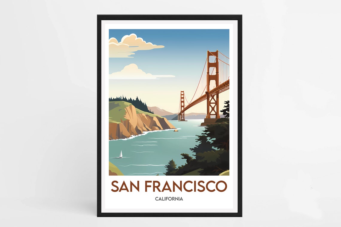 San Francisco California Golden Gate Bridge Coastal Travel Poster