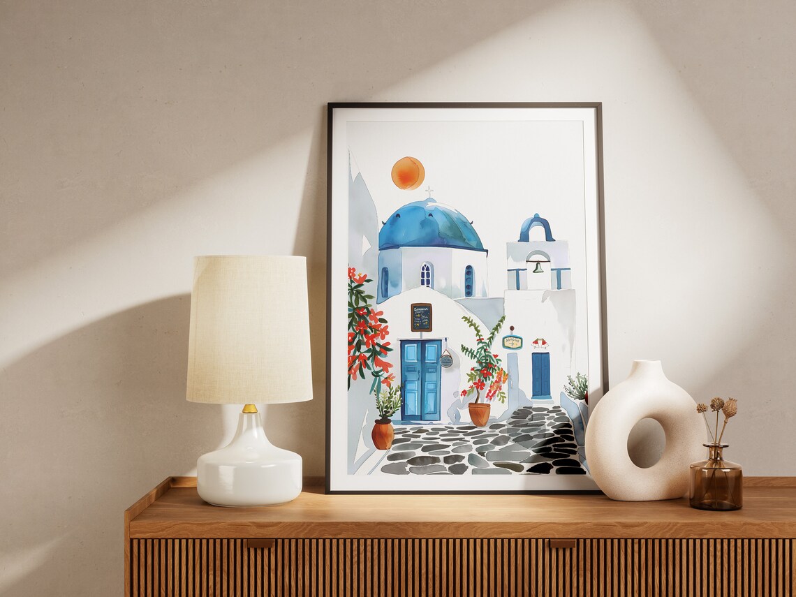 Cyclades Greece Travel Poster, Santorini to Mykonos - Image 2