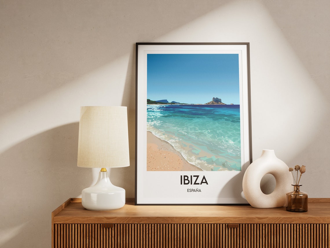 Ibiza Beach Es Vedra Island Turquoise Sea Spain Travel Poster - Image 2