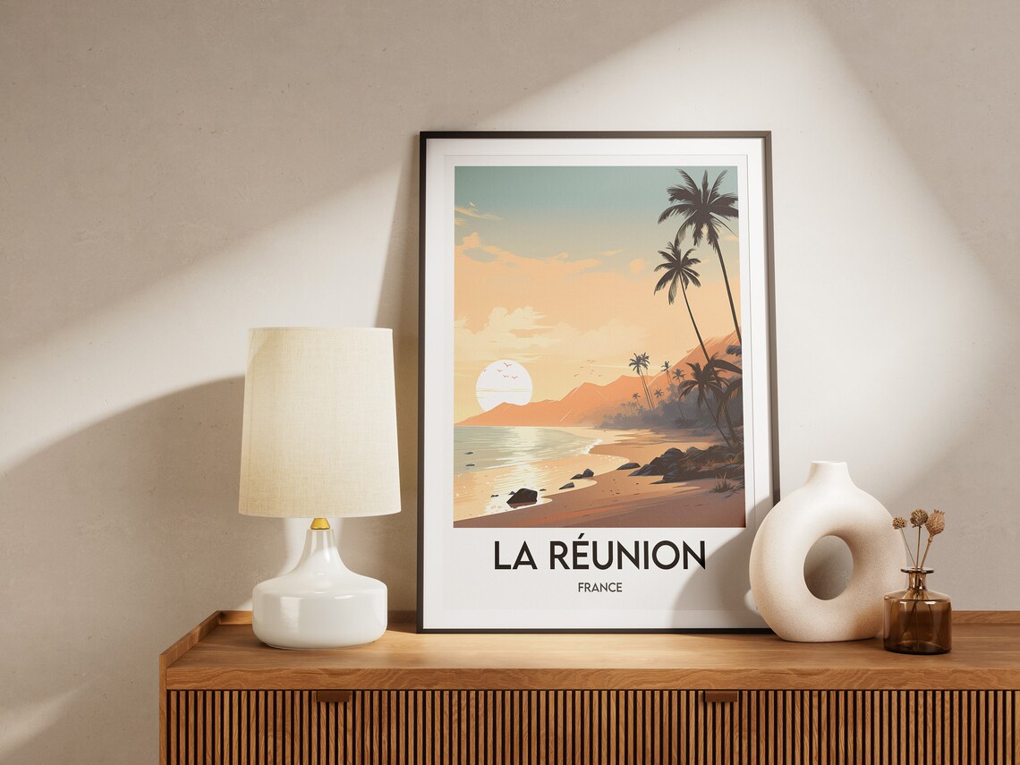 Reunion Island France Tropical Beach Travel Poster - Image 2