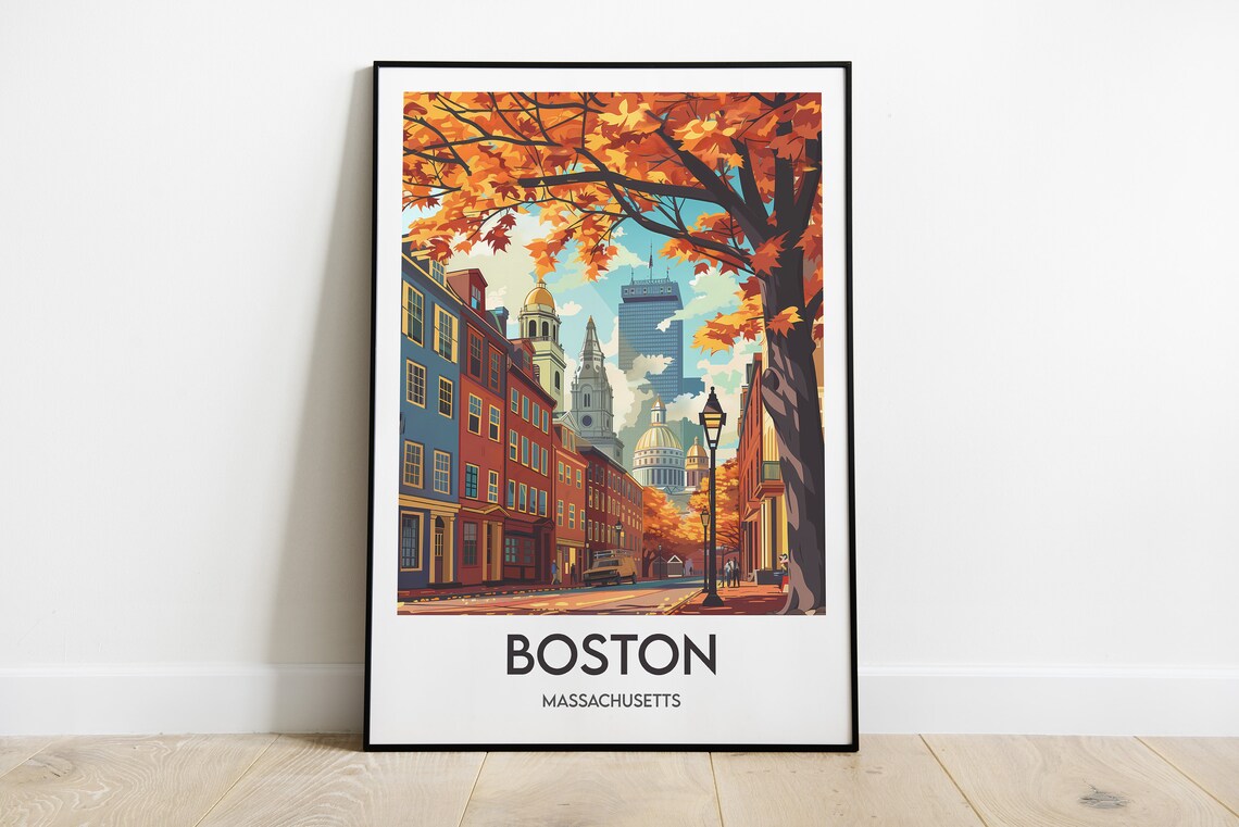 Boston Travel Poster, Postcard Wall Decor