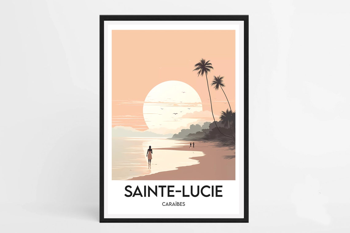 Framed Poster Saint Lucia Saint Lucia Frame Illustration Saint Lucia Caribbean Frame Poster - Image 2