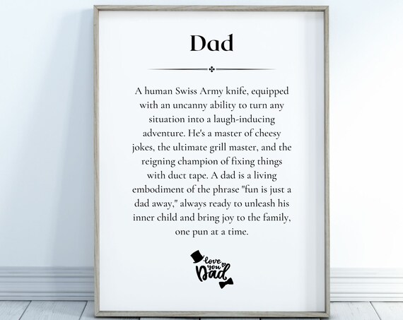 Dad Definition Father Print Daddy Gift Gift For Dad Fathers Day Gift Dad Print Poster Home Decor