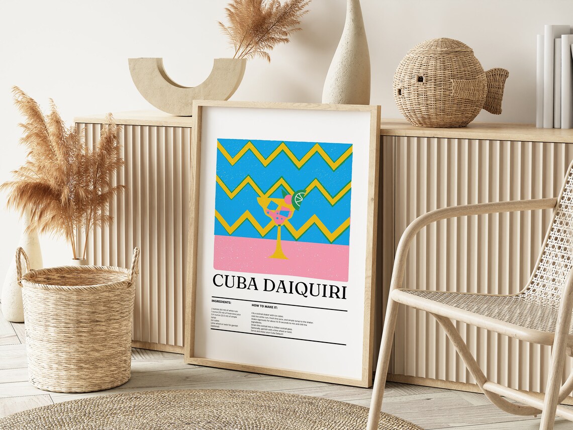 Cuba Daiquiri Cocktail Retro Cocktail Art Print - Image 2